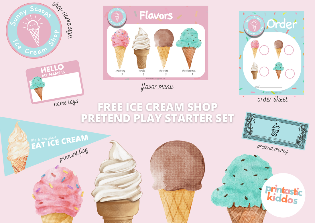 FREE ICE CREM SHOP DRAMATIC PLAY PRINTABLE! Let’s Open “Sunny Scoops”!